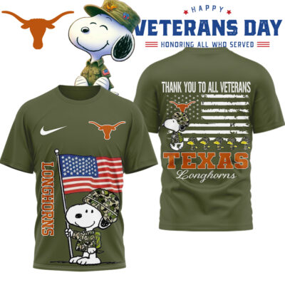 Texas Longhorns | Premium NCAA Snoopy Thank You Veterans 3D Shirt