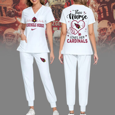 Arizona Cardinals | Premium NFL Nurse Appreciation Stretch V-Neck Scrub Top And Jogger Pant