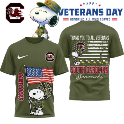 South Carolina Gamecocks | Premium NCAA Snoopy Thank You Veterans 3D Shirt