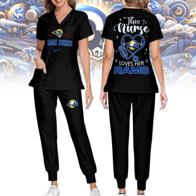 Los Angeles Rams | Premium NFL Nurse Appreciation Stretch V-Neck Scrub Top And Jogger Pant