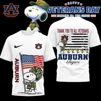 Auburn Tigers | Premium NCAA Snoopy Thank You Veterans 3D Shirt