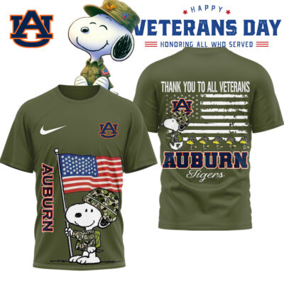 Auburn Tigers | Premium NCAA Snoopy Thank You Veterans 3D Shirt