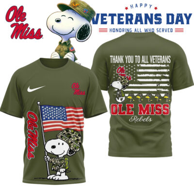 Ole Miss Rebels | Premium NCAA Snoopy Thank You Veterans 3D Shirt