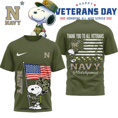 Navy Midshipmen | Premium NCAA Snoopy Thank You Veterans 3D Shirt