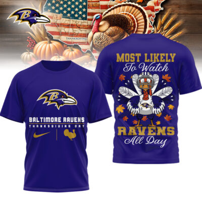 Baltimore Ravens | Premium NFL Thanksgiving Day 3D Shirt