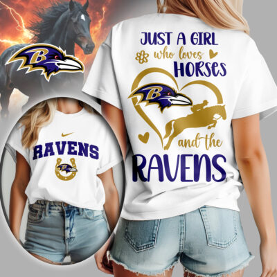 Baltimore Ravens | Premium NFL Just A Girl Who Loves Horses Women Shirt