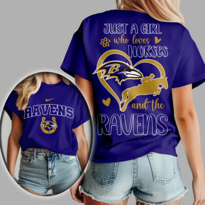 Baltimore Ravens | Premium NFL Just A Girl Who Loves Horses Women Shirt