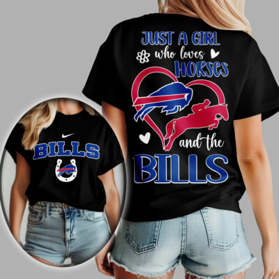 Buffalo Bills | Premium NFL Just A Girl Who Loves Horses Women Shirt