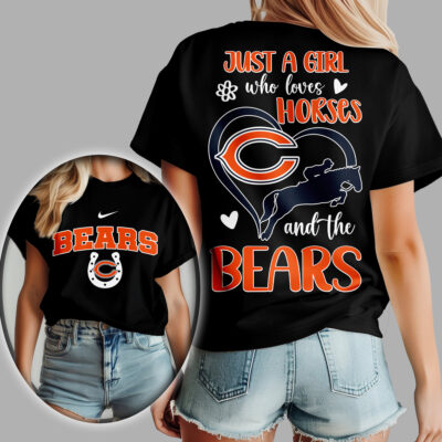 Chicago Bears | Premium NFL Just A Girl Who Loves Horses Women Shirt