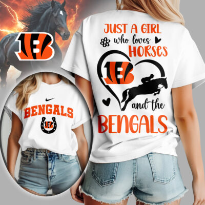 Cincinnati Bengals | Premium NFL Just A Girl Who Loves Horses Women Shirt