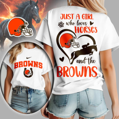 Cleveland Browns | Premium NFL Just A Girl Who Loves Horses Women Shirt
