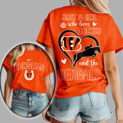 Cincinnati Bengals | Premium NFL Just A Girl Who Loves Horses Women Shirt