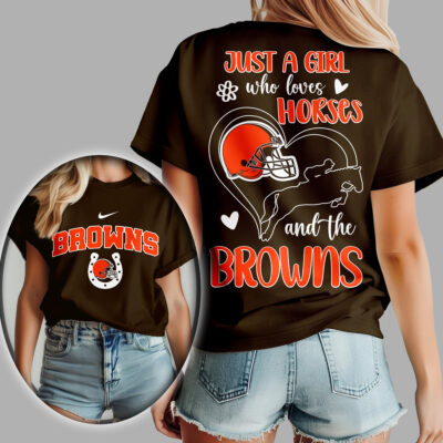 Cleveland Browns | Premium NFL Just A Girl Who Loves Horses Women Shirt