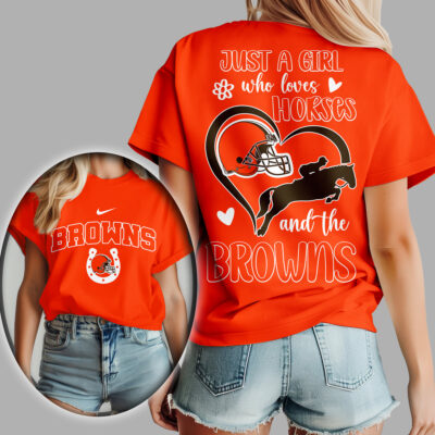 Cleveland Browns | Premium NFL Just A Girl Who Loves Horses Women Shirt