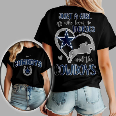 Dallas Cowboys | Premium NFL Just A Girl Who Loves Horses Women Shirt