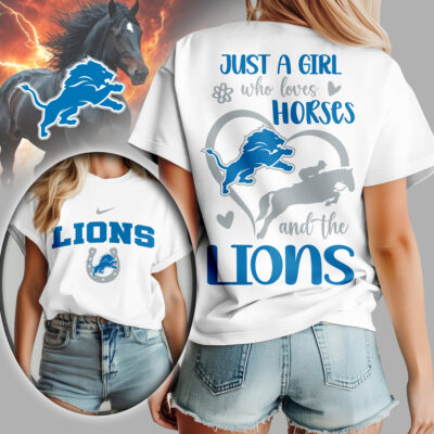 Detroit Lions | Premium NFL Just A Girl Who Loves Horses Women Shirt