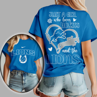 Detroit Lions | Premium NFL Just A Girl Who Loves Horses Women Shirt