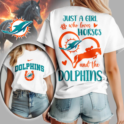 Miami Dolphins | Premium NFL Just A Girl Who Loves Horses Women Shirt