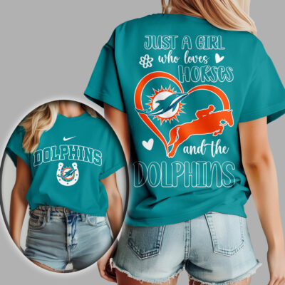 Miami Dolphins | Premium NFL Just A Girl Who Loves Horses Women Shirt