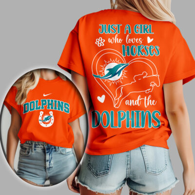 Miami Dolphins | Premium NFL Just A Girl Who Loves Horses Women Shirt