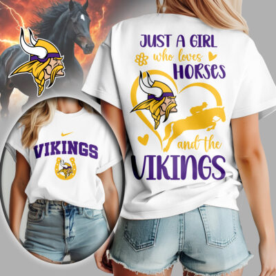 Minnesota Vikings | Premium NFL Just A Girl Who Loves Horses Women Shirt