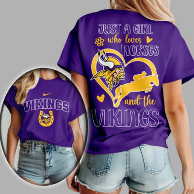 Minnesota Vikings | Premium NFL Just A Girl Who Loves Horses Women Shirt