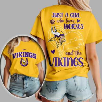 Minnesota Vikings | Premium NFL Just A Girl Who Loves Horses Women Shirt
