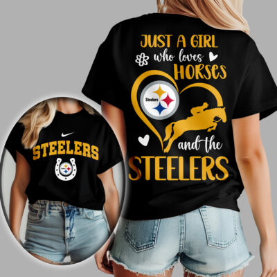 Pittsburgh Steelers | Premium NFL Just A Girl Who Loves Horses Women Shirt