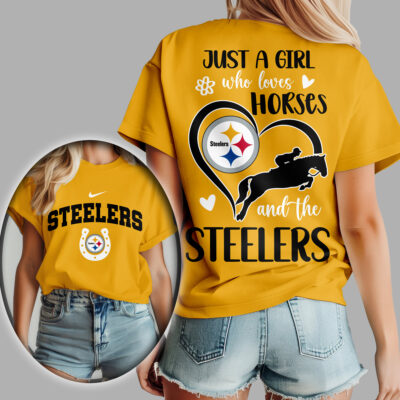 Pittsburgh Steelers | Premium NFL Just A Girl Who Loves Horses Women Shirt