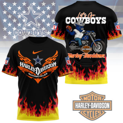 Dallas Cowboys | Premium NFL Harley Davidson Firewave 3D Shirt
