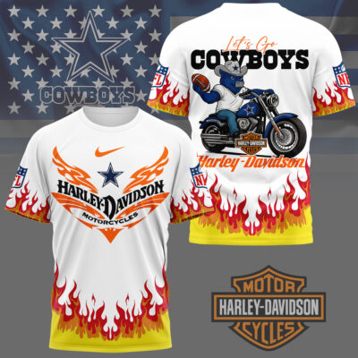Dallas Cowboys | Premium NFL Harley Davidson Firewave 3D Shirt