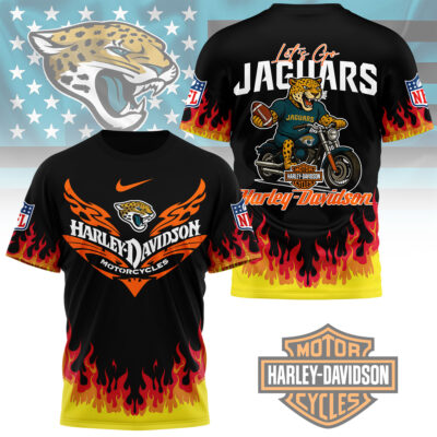 Jacksonville Jaguars | Premium NFL Harley Davidson Firewave 3D Shirt