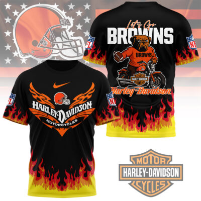 Cleveland Browns | Premium NFL Harley Davidson Firewave 3D Shirt