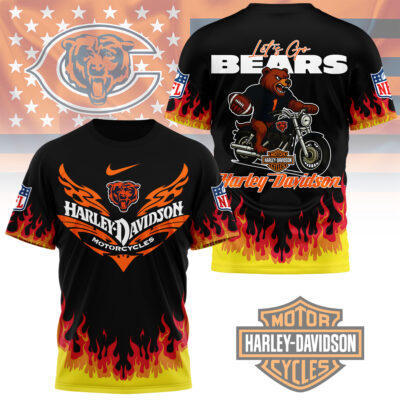 Chicago Bears | Premium NFL Harley Davidson Firewave 3D Shirt