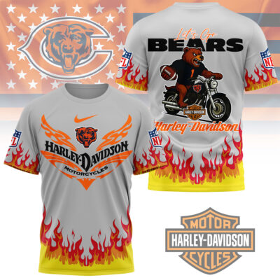 Chicago Bears | Premium NFL Harley Davidson Firewave 3D Shirt