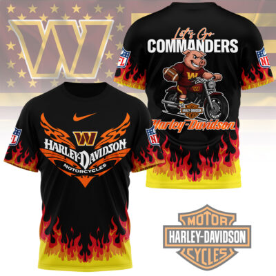 Washington Commanders | Premium NFL Harley Davidson Firewave 3D Shirt