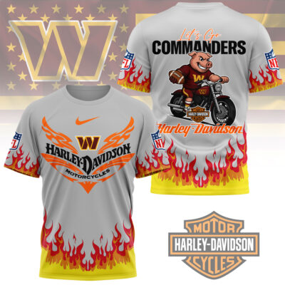Washington Commanders | Premium NFL Harley Davidson Firewave 3D Shirt