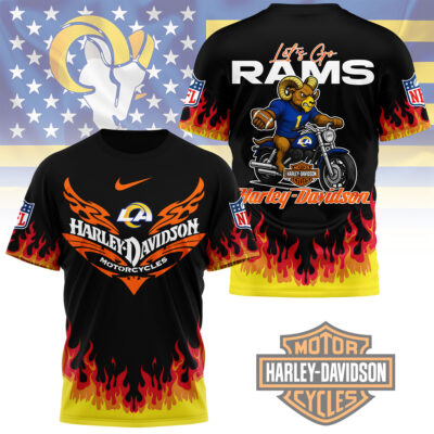 Los Angeles Rams | Premium NFL Harley Davidson Firewave 3D Shirt
