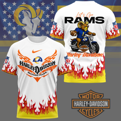 Los Angeles Rams | Premium NFL Harley Davidson Firewave 3D Shirt