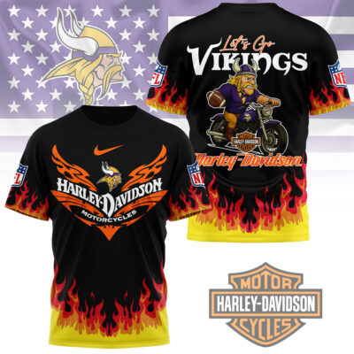 Minnesota Vikings | Premium NFL Harley Davidson Firewave 3D Shirt