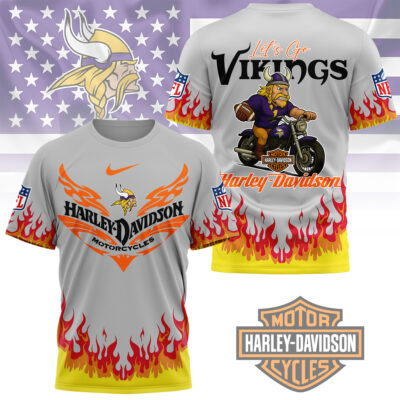 Minnesota Vikings | Premium NFL Harley Davidson Firewave 3D Shirt