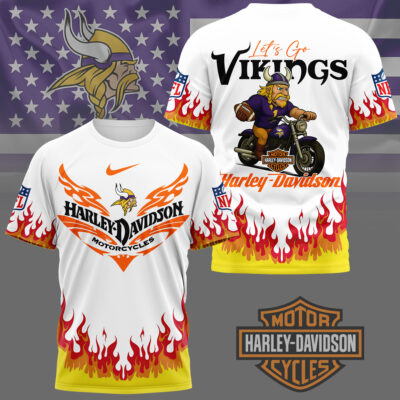 Minnesota Vikings | Premium NFL Harley Davidson Firewave 3D Shirt