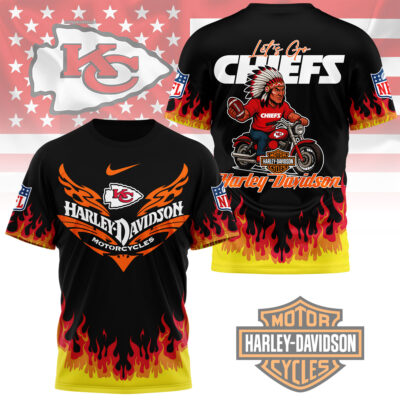 Kansas City Chiefs/ | Premium NFL Harley Davidson Firewave 3D Shirt