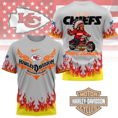 Kansas City Chiefs/ | Premium NFL Harley Davidson Firewave 3D Shirt