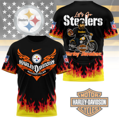 Pittsburgh Steelers | Premium NFL Harley Davidson Firewave 3D Shirt