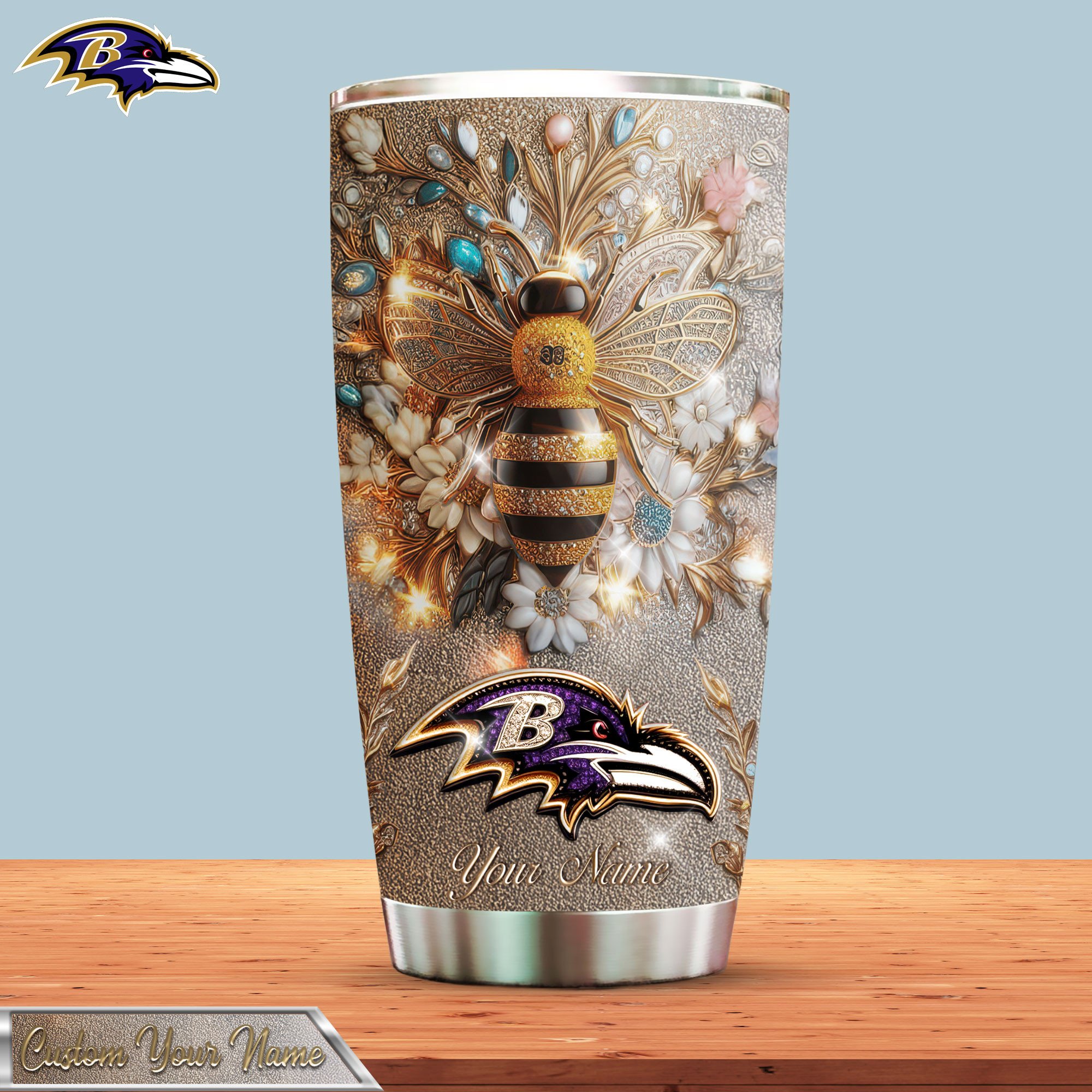 Baltimore Ravens | Premium NFL Bling Bee Tumbler