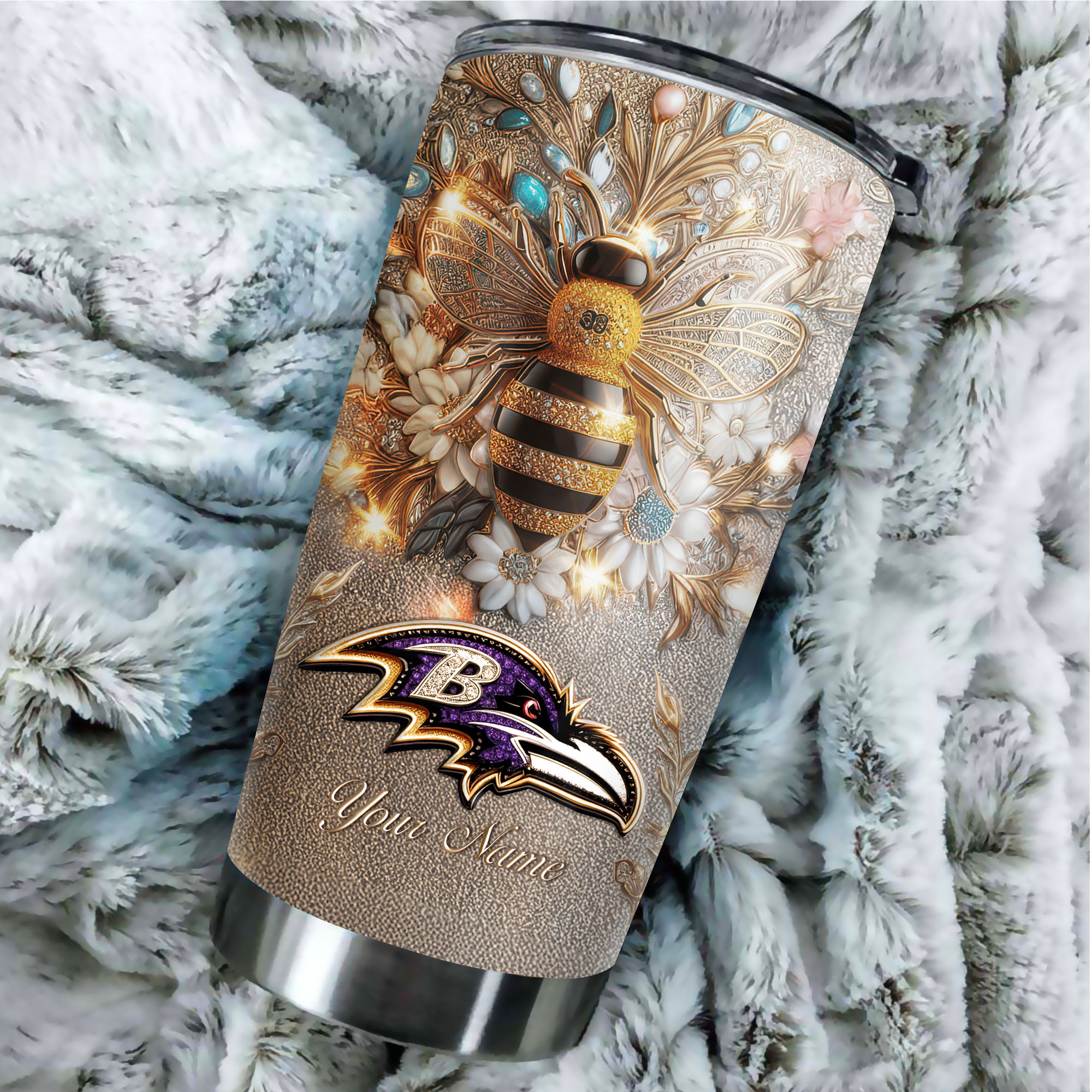 Baltimore Ravens | Premium NFL Bling Bee Tumbler - Image 4