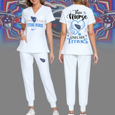 Tennessee Titans | Premium NFL Nurse Appreciation Stretch V-Neck Scrub Top And Jogger Pant