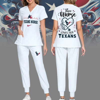 Houston Texans | Premium NFL Nurse Appreciation Stretch V-Neck Scrub Top And Jogger Pant