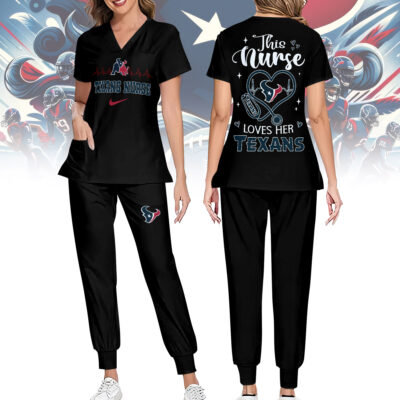 Houston Texans | Premium NFL Nurse Appreciation Stretch V-Neck Scrub Top And Jogger Pant
